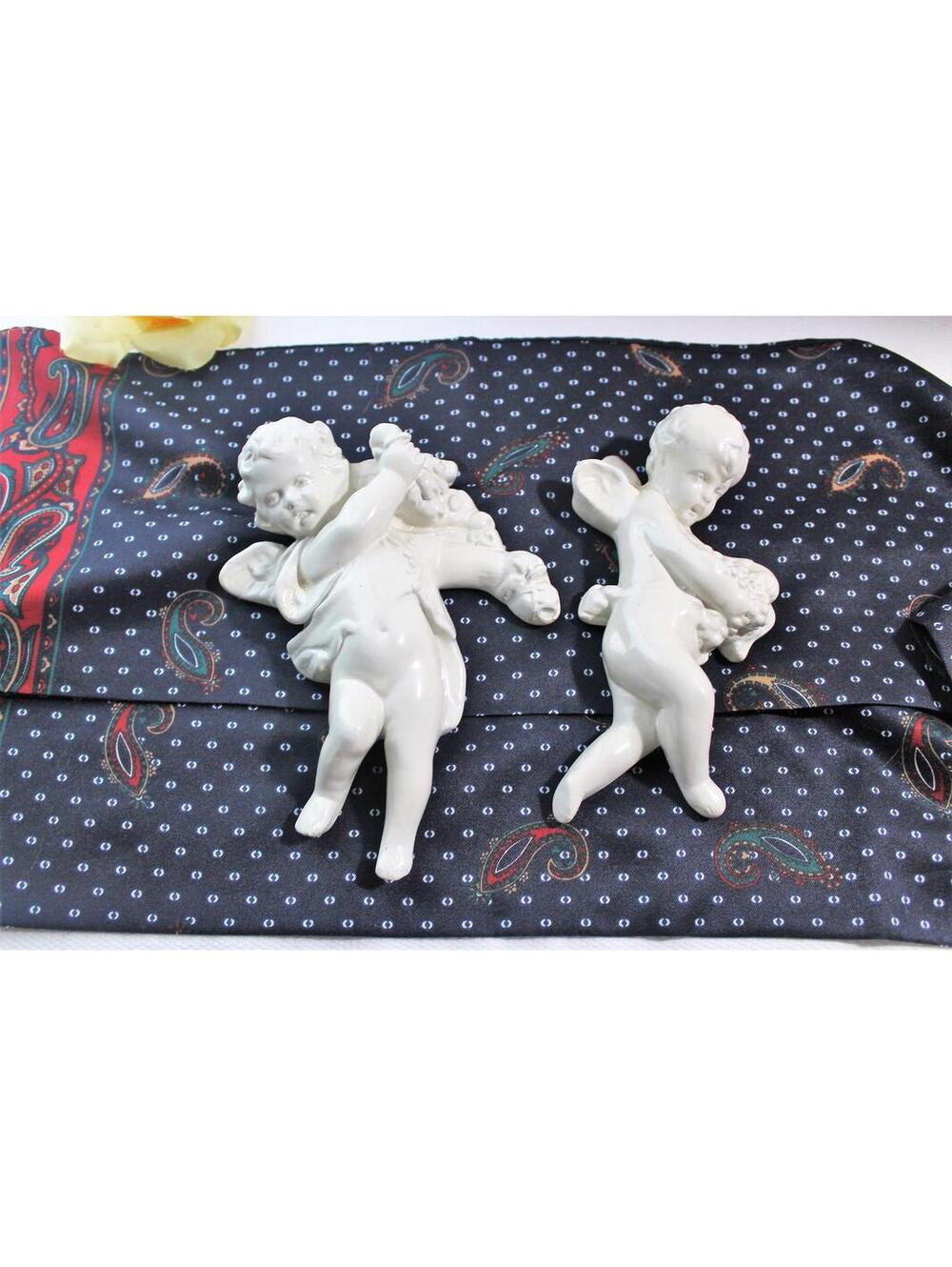 Pair of Vintage Plaster Cherubs, Wall Hangings